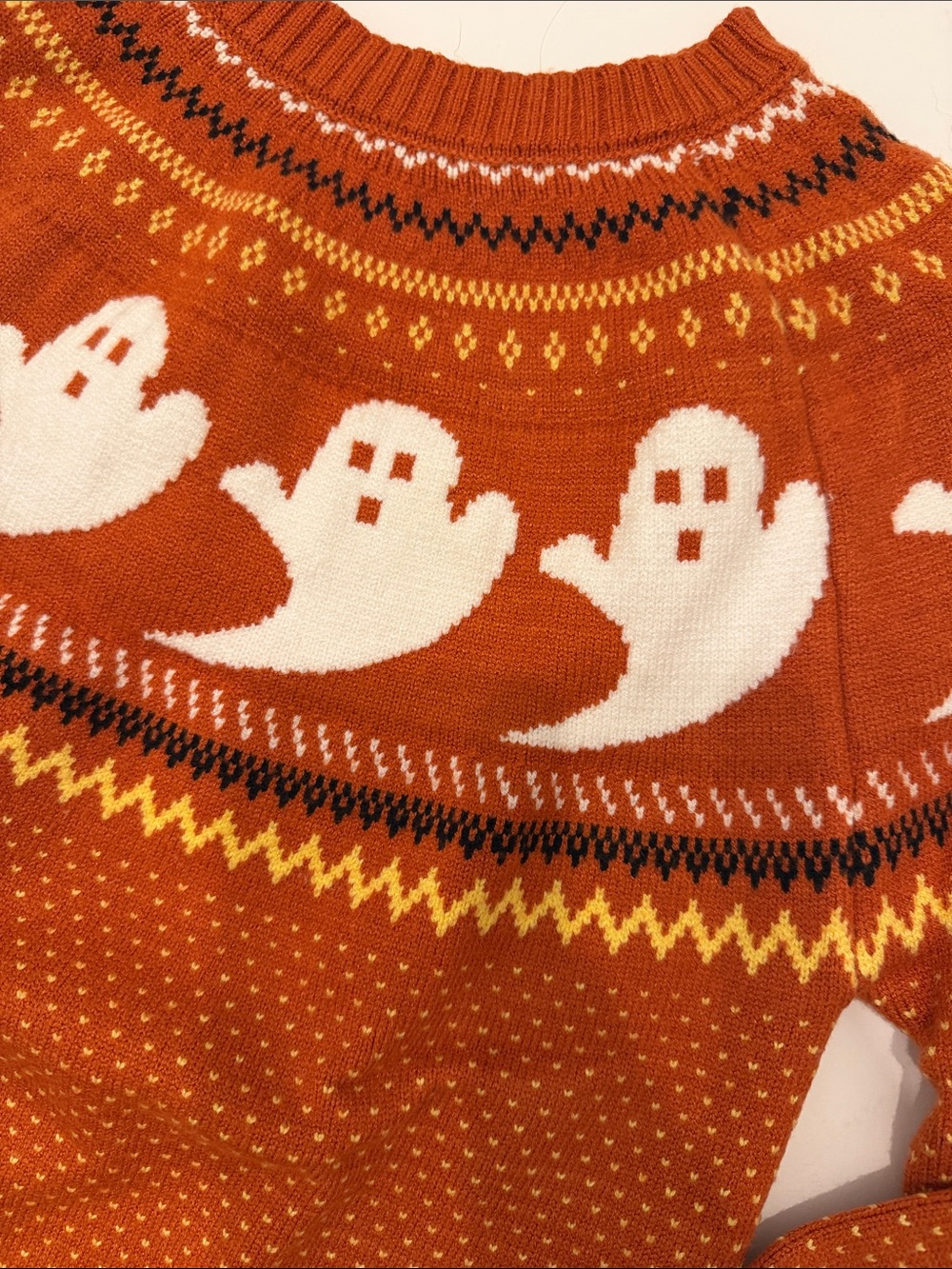 Women's Rust Orange Ghost Fair Isle Sweater - Picture 2 of 2
